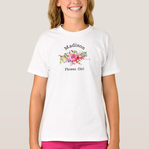 Flower Girl Pink Floral Wedding T_Shirt
