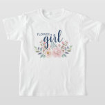 Flower Girl Pink Floral Wedding T-Shirt<br><div class="desc">Make your flower girl feel extra special with this fun t-shirt!</div>