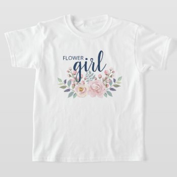 Flower Girl Pink Floral Wedding T-shirt by BerryPieInvites at Zazzle