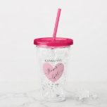 Flower Girl Pink Heart Bridal Party Personalized Acrylic Tumbler<br><div class="desc">Pretty pink heart "Flower Girl" in fancy script  and easy to edit name and date template; such a cute gift idea as a proposal or wedding day gift.</div>