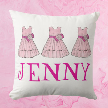 Flower Girl Pink Pageant Party Dress Pillow by rebeccaheartsny at Zazzle