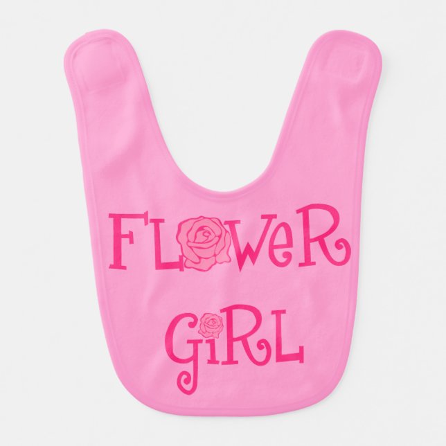FLOWER GIRL Pink Rose Baby Bib (Front)