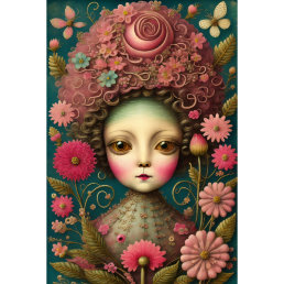 Flower girl &amp; postcard vintage tissue paper