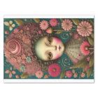 Flower girl & postcard vintage tissue paper