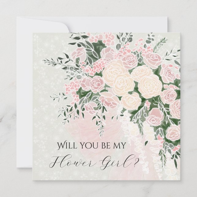 Flower girl Proposal Blush Bow Rose Wisteria  (Front)
