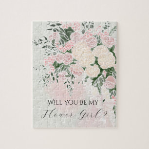 Flower girl Proposal Blush Bow Rose Wisteria  Jigsaw Puzzle