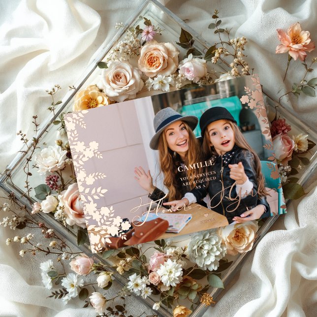 Flower Girl Proposal Botanical Frame Photo Foil Invitation (Flower Girl Proposal Botanical Frame Photo Metallic Foil Card with Envelope.)