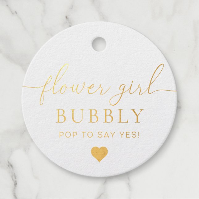 Flower Girl Proposal Foil Favor Tag (Front)