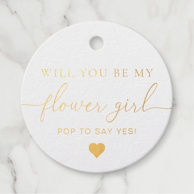 Flower Girl Proposal Foil Favor Tag (Front)