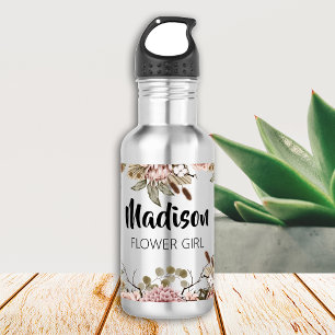 Flower Girl Proposal Gift Custom Boho Cottagecore Stainless Steel Water Bottle