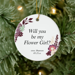 Flower Girl Proposal Personalized Jr. Bridesmaid Ceramic Ornament