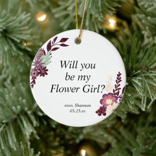 Flower Girl Proposal Personalized Jr Bridesmaid Ceramic Ornament