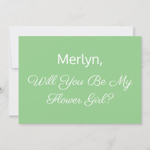 Flower Girl Proposal Sage Green Minimal Wedding Invitation