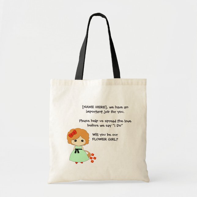 Flower Girl Proposal Tote - Red Bag (Front)