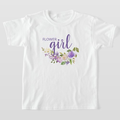 Flower Girl Purple Floral Wedding T_Shirt