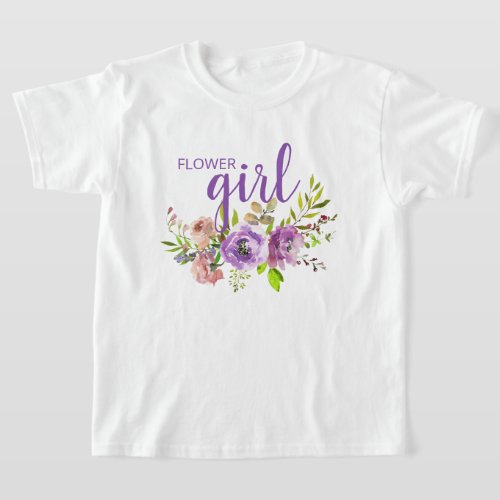 Flower Girl Purple Floral Wedding T_Shirt