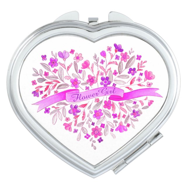 Flower girl purple heart flower bouquet art mirror (Front)
