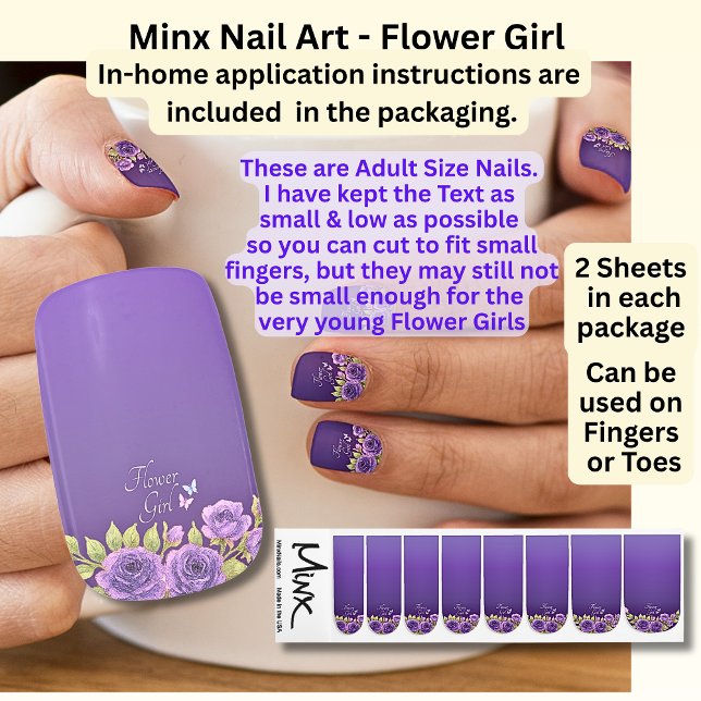 Flower Girl, Purple Mauve Flowers Minx Nail Art (Creator Uploaded)