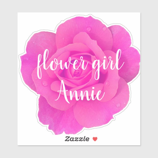 Flower Girl Purple Pink Rose Personalized Name Sticker (Sheet)