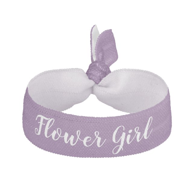 Flower Girl Purple White Wedding Party Gift Elastic Hair Tie (Front)
