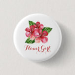 Flower Girl Red Hibiscus Tropical Floral Button<br><div class="desc">This flower girl button features a tropical red hibiscus flower watercolor design. Other matching items are also available. Please visit our store or view our collection pages to see the full range.</div>