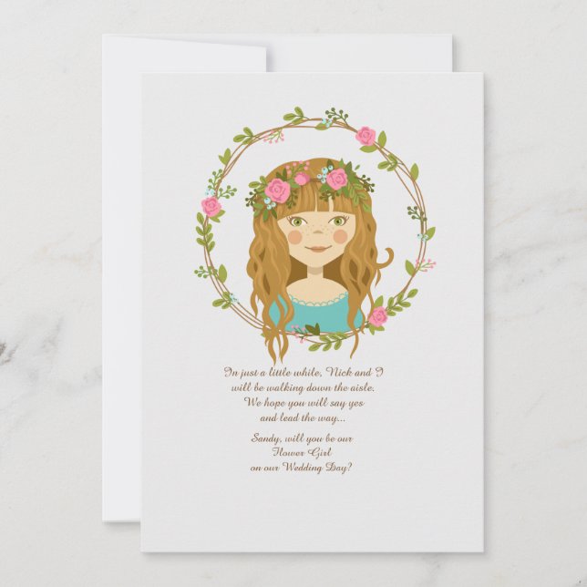 Flower Girl Request Card Teal (Front)