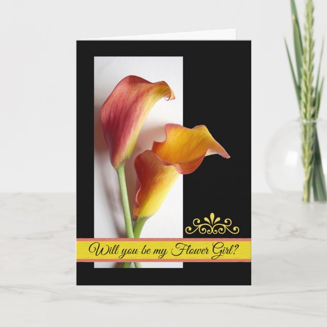 Flower Girl Request Mango Colored Calla Lilies Invitation (Front)
