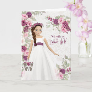 Flower Girl Request Plum Ranunculus Card