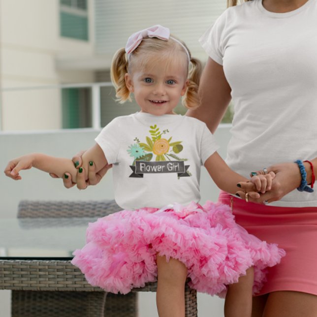 Flower Girl Retro Mint Chalkboard Wedding Baby T-Shirt (Creator Uploaded)