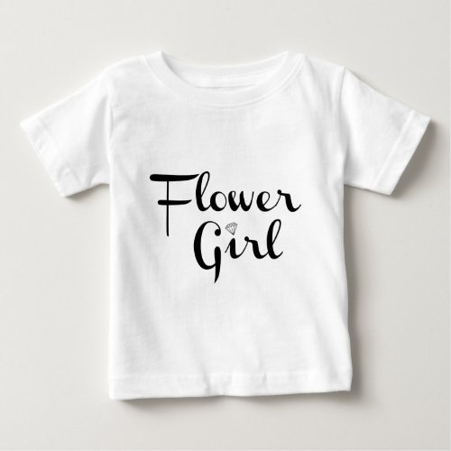 Flower Girl Retro Script Black on White Baby T_Shirt