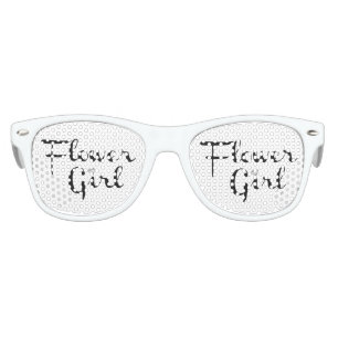 Flower Girl Retro Script Black on White Kids Sunglasses