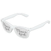 Flower Girl Retro Script Black on White Kids Sunglasses (Angled)