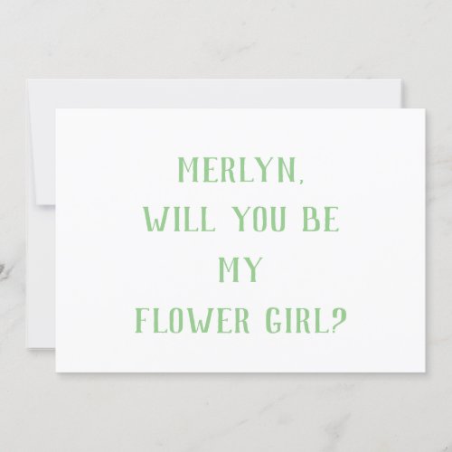 Flower Girl Sage Green White Minimal Wedding 2024 Invitation