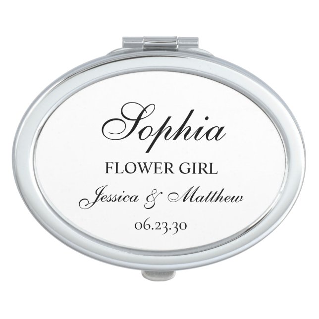 Flower Girl Script Customized Compact Mirror (Front)