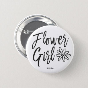 Flower Girl 1" Pin Button Badge Wedding Day Favour Gift Present Bridesmaid Cute 