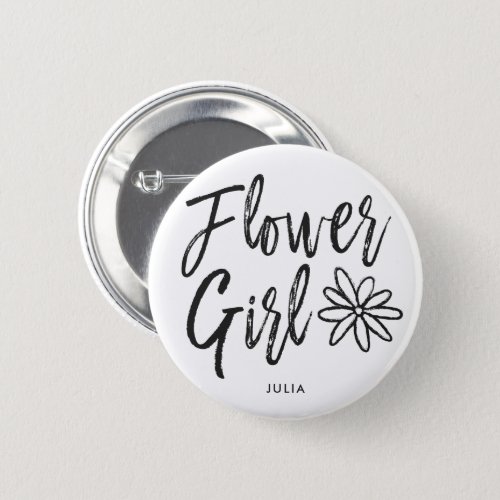 Flower Girl  Script Style Custom Wedding Button