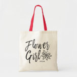 Flower Girl | Script Style Custom Wedding Tote Bag<br><div class="desc">Make your flower girl feel extra special with this custom canvas style personalized tote bag.

It features the words "Flower girl" in an elegant script style text. Underneath this is a spot for her name or initials.</div>