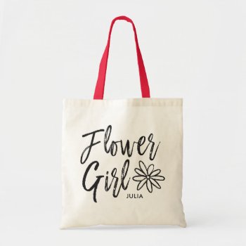 Flower Girl | Script Style Custom Wedding Tote Bag by colorjungle at Zazzle