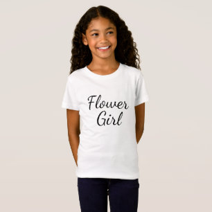 Flower Girl Script Typography on White T-Shirt