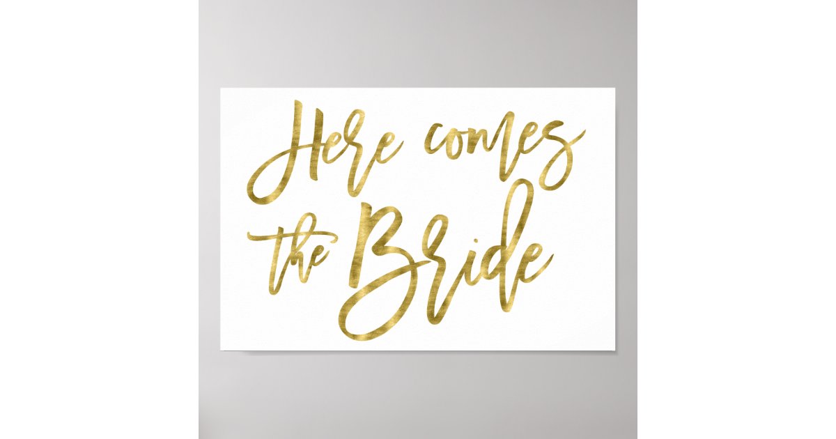 Flower Girl Sign Poster Gold Foil Effect 8x12 | Zazzle