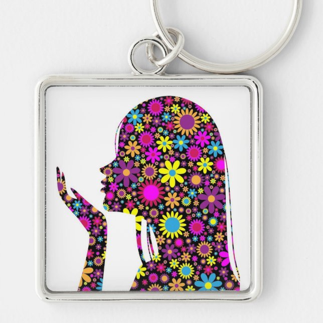 FLOWER GIRL SILHOUETTE KEYCHAIN (Front)