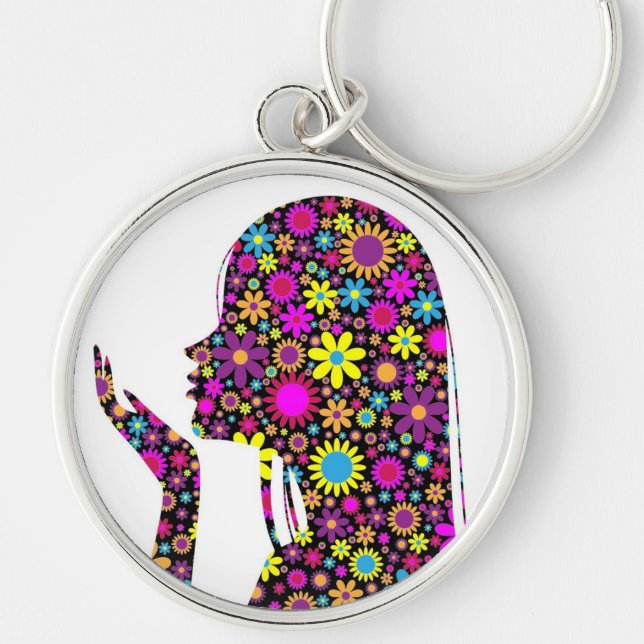 FLOWER GIRL SILHOUETTE KEYCHAIN (Front)