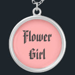 Flower Girl Silver Plated Necklace<br><div class="desc">Customizable "Flower Girl" necklace.  Background color,  font and text can be customized.</div>