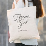 Flower Girl Simple Calligraphy Wedding Tote Bag<br><div class="desc">Flower Girl Simple Calligraphy Wedding Tote Bag features fun and pretty calligraphy,  along with the flower girl's last name.</div>