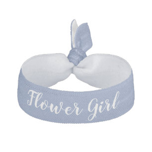 Flower Girl Something Blue White Wedding Party Elastic Hair Tie