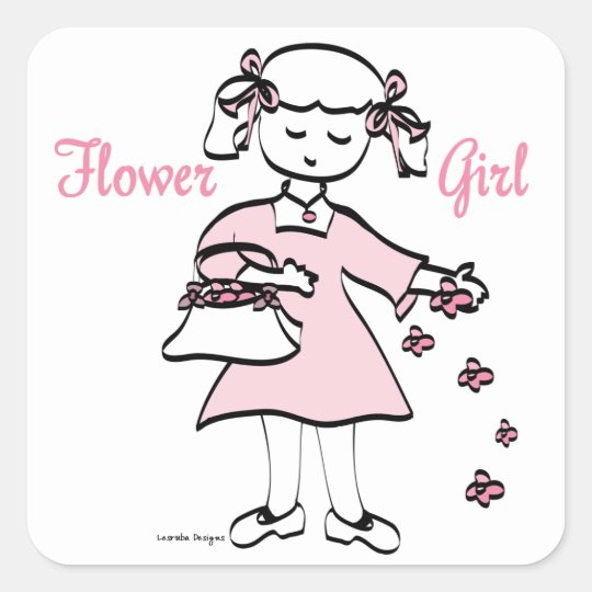 Flower Girl Square Sticker