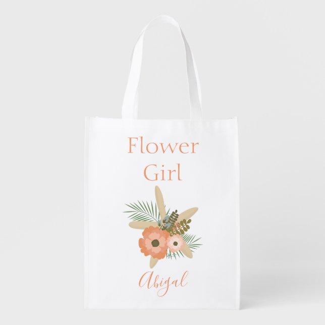 Flower Girl Starfish Theme Grocery Bag (Front)