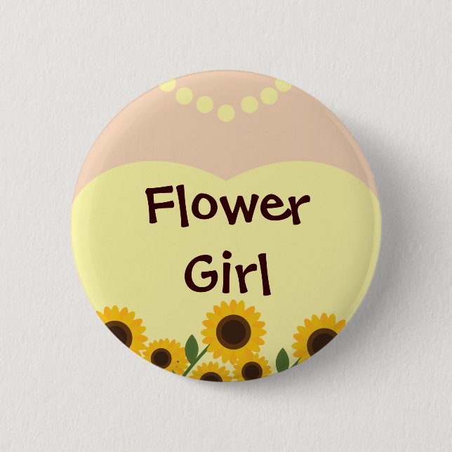Flower Girl Sunflowers Wedding Pin (Front)