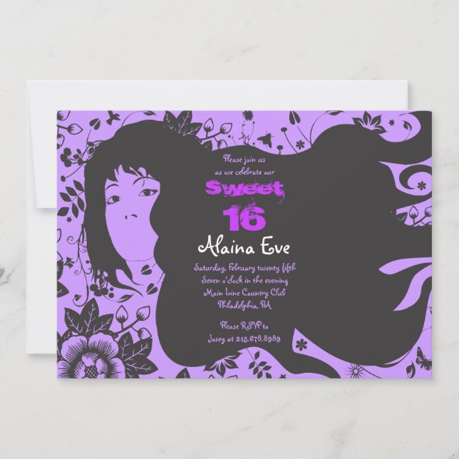 Flower Girl Sweet 16 Sixteen Invitation Invite (Front)