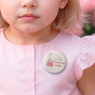 FLOWER GIRL Sweet Pink Chic Rehearsal Wedding Cake Pinback Button